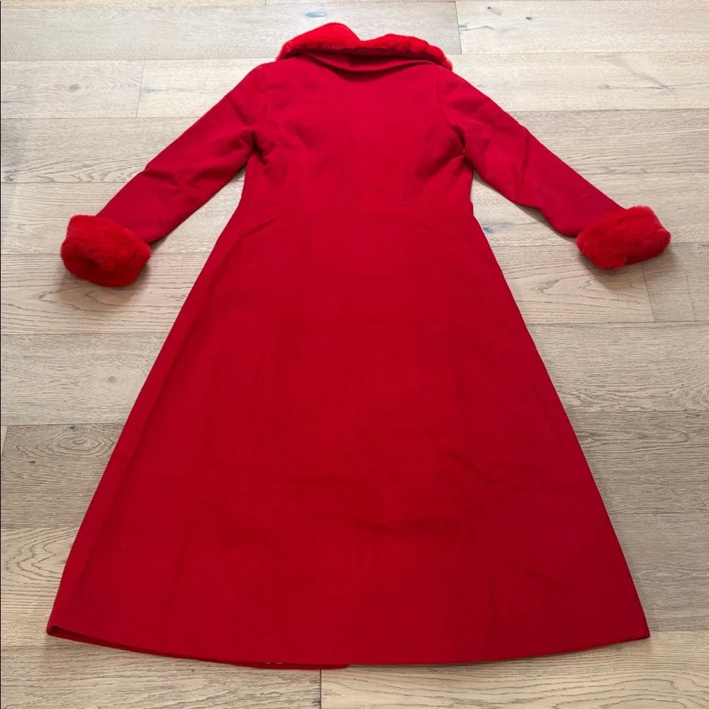 Venus Faux Wool A-Line Maxi Glam Coat – Vibrant Red – Size 6 – NWOT - Picture 14 of 14
